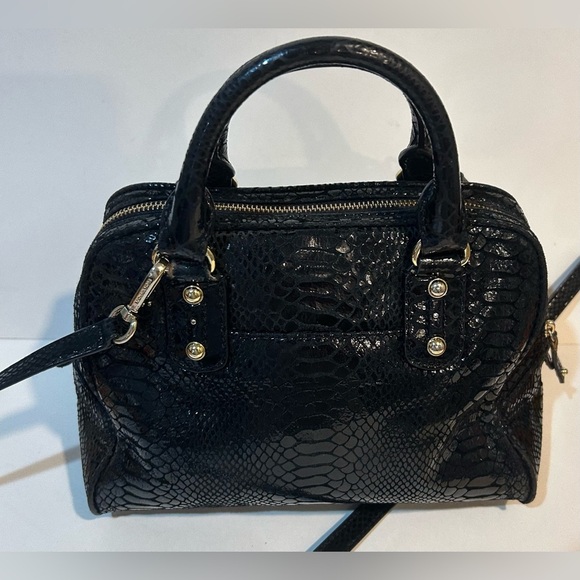 Michael Kors Black leather Snakeskin croc Embossed Satchel crossbody - Picture 8 of 12